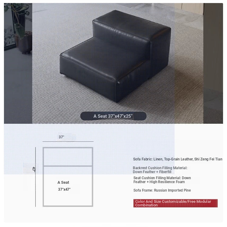Luxurious Modular Sofa in Cowhide Leather – Versatile and Modern Design for Your Living Space flsd-5182