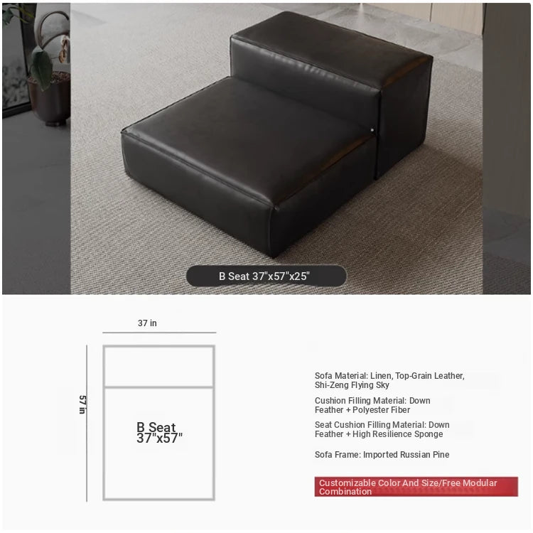 Luxurious Modular Sofa in Cowhide Leather – Versatile and Modern Design for Your Living Space flsd-5182