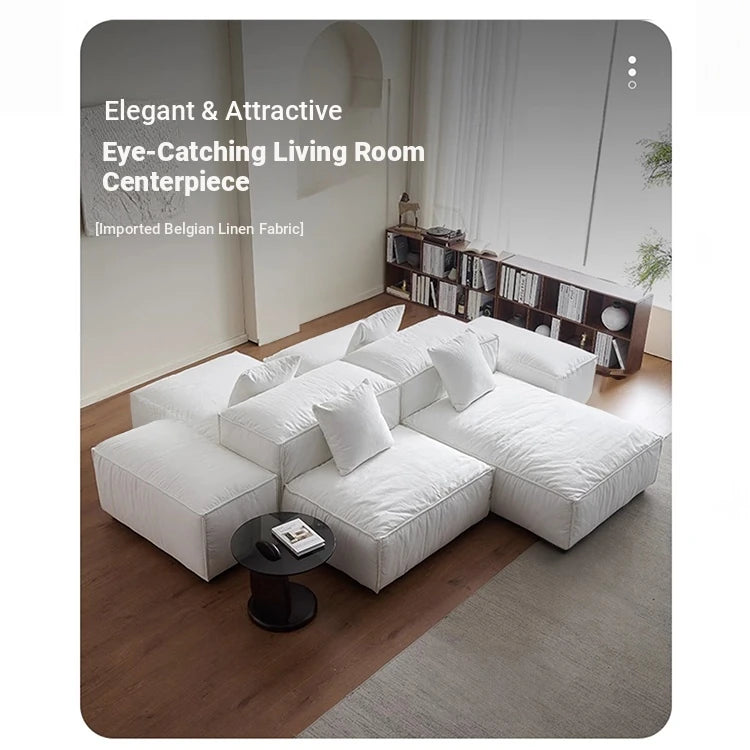 Luxurious Modular Sofa in Cowhide Leather – Versatile and Modern Design for Your Living Space flsd-5182