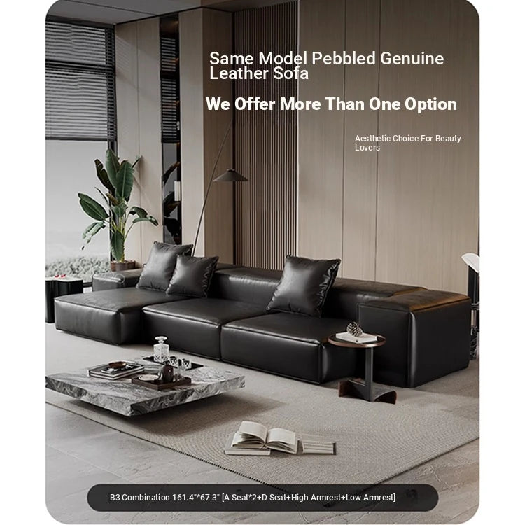 Luxurious Modular Sofa in Cowhide Leather – Versatile and Modern Design for Your Living Space flsd-5182