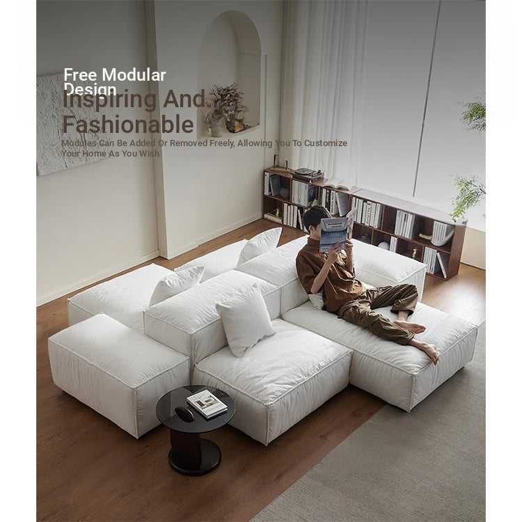 Luxurious Modular Sofa in Cowhide Leather – Versatile and Modern Design for Your Living Space flsd-5182
