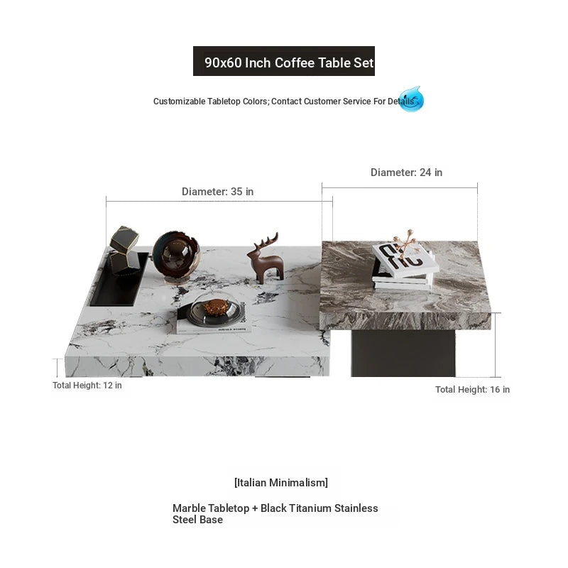 Stylish Marble and Stainless Steel Tea Table - Modern Living Room Centerpiece flsd-5183