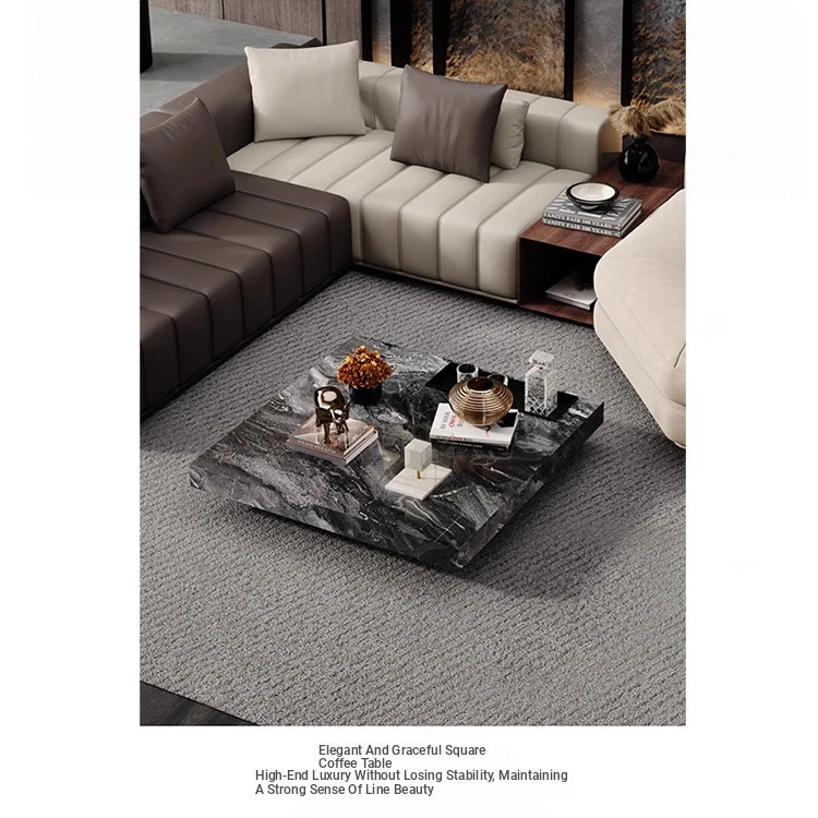 Stylish Marble and Stainless Steel Tea Table - Modern Living Room Centerpiece flsd-5183