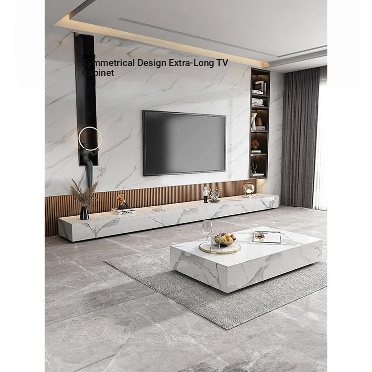 Stylish Modern TV Cabinet with Ceramic Sintered Stone Top, Pine Accents, and Durable Metal Frame - Perfect Home Entertainment Center flsd-5184