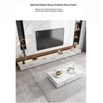 Stylish Modern TV Cabinet with Ceramic Sintered Stone Top, Pine Accents, and Durable Metal Frame - Perfect Home Entertainment Center flsd-5184