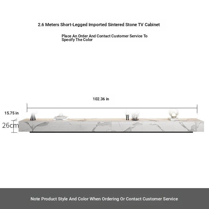 Stylish Modern TV Cabinet with Ceramic Sintered Stone Top, Pine Accents, and Durable Metal Frame - Perfect Home Entertainment Center flsd-5184