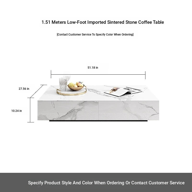 Modern Ceramic Sintered Stone Coffee Table with Pine and Metal Accents – Stylish Living Room Furniture flsd-5185