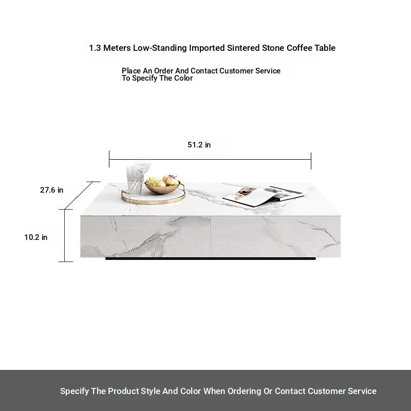 Modern Ceramic Sintered Stone Coffee Table with Pine and Metal Accents – Stylish Living Room Furniture flsd-5185