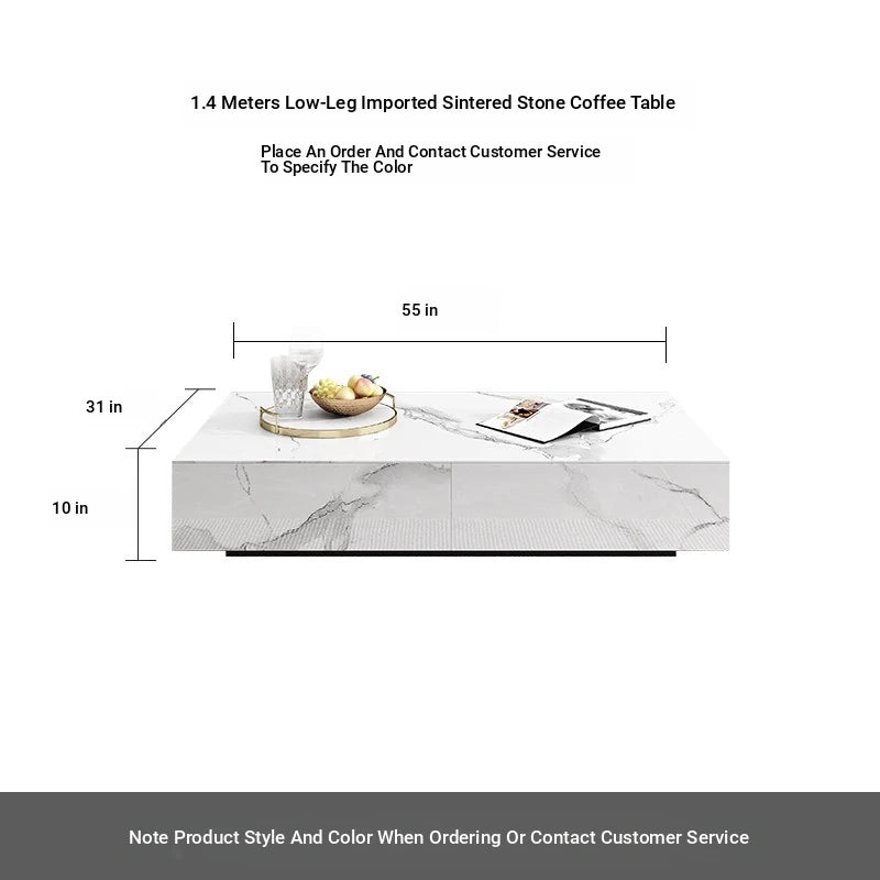 Modern Ceramic Sintered Stone Coffee Table with Pine and Metal Accents – Stylish Living Room Furniture flsd-5185