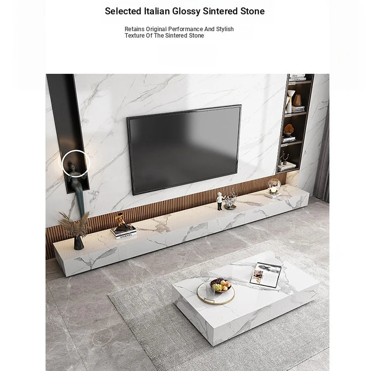 Modern Ceramic Sintered Stone Coffee Table with Pine and Metal Accents – Stylish Living Room Furniture flsd-5185