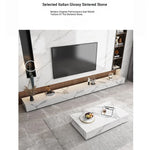 Modern Ceramic Sintered Stone Coffee Table with Pine and Metal Accents – Stylish Living Room Furniture flsd-5185