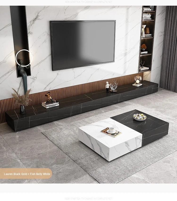 Modern Ceramic Sintered Stone Coffee Table with Pine and Metal Accents – Stylish Living Room Furniture flsd-5185