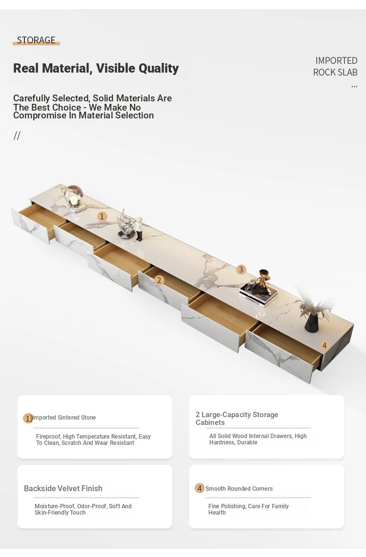 Modern Ceramic Sintered Stone Coffee Table with Pine and Metal Accents – Stylish Living Room Furniture flsd-5185