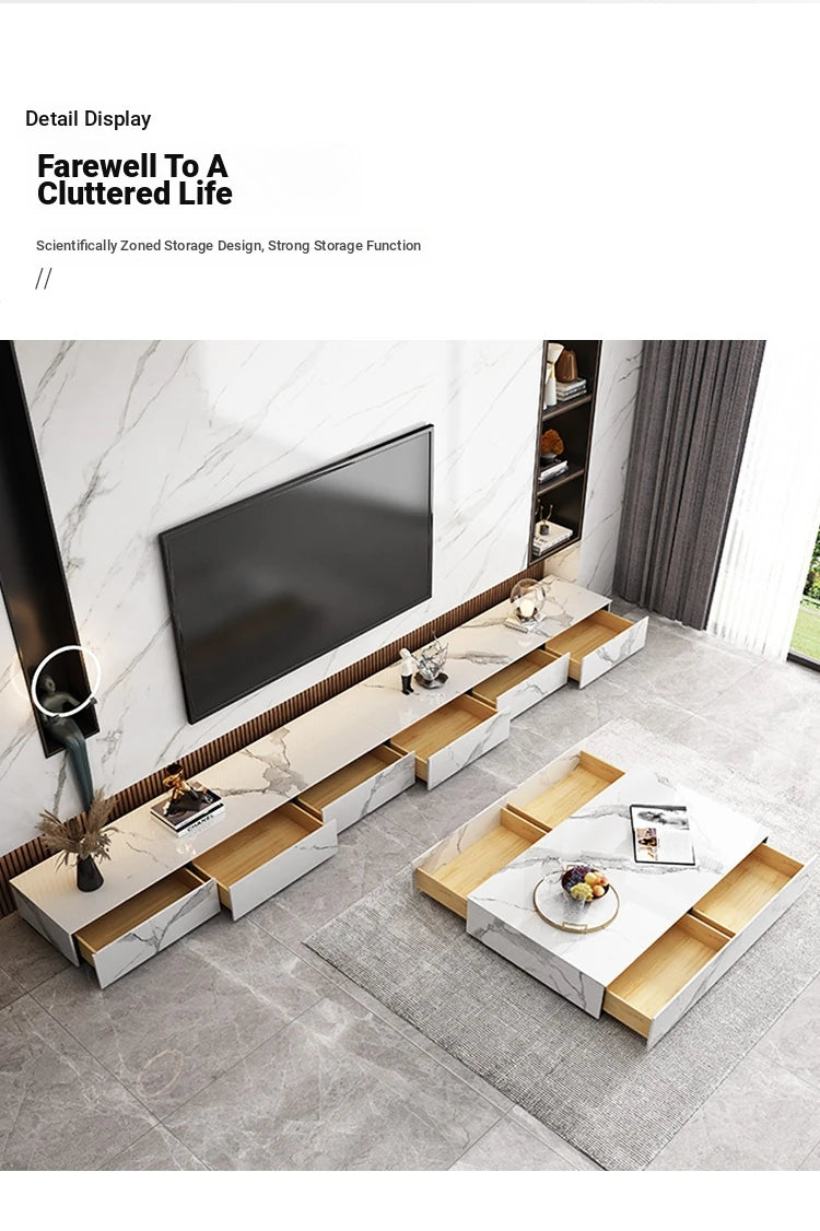 Modern Ceramic Sintered Stone Coffee Table with Pine and Metal Accents – Stylish Living Room Furniture flsd-5185