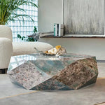 Elegant Hexagonal Ceramic Sintered Stone Coffee Table with Solid Wood Base - Stylish Home Décor Piece flsd-5186