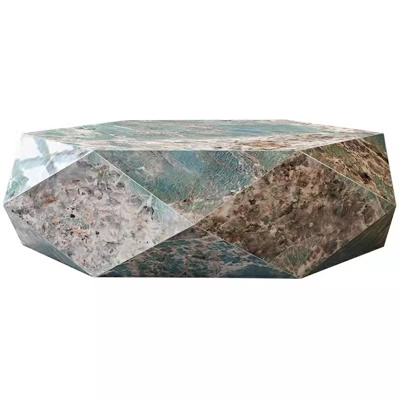 Elegant Hexagonal Ceramic Sintered Stone Coffee Table with Solid Wood Base - Stylish Home Décor Piece flsd-5186