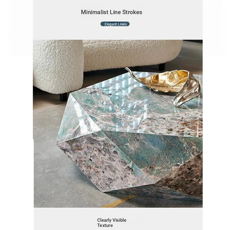 Elegant Hexagonal Ceramic Sintered Stone Coffee Table with Solid Wood Base - Stylish Home Décor Piece flsd-5186