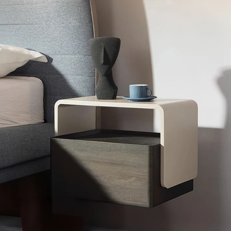 Modern Red Oak Bedside Cupboard with Minimalist Design – Stylish Nightstand for Bedroom Storage flsd-5188