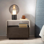 Modern Red Oak Bedside Cupboard with Minimalist Design – Stylish Nightstand for Bedroom Storage flsd-5188