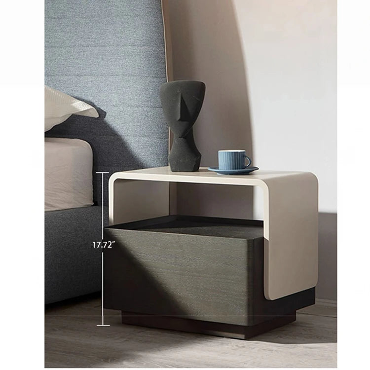 Modern Red Oak Bedside Cupboard with Minimalist Design – Stylish Nightstand for Bedroom Storage flsd-5188