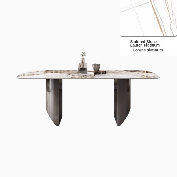 Elegant Ceramic Sintered Stone Dining Table with Stainless Steel Base - Modern Multi-Layer Design for Your Home flsd-5190