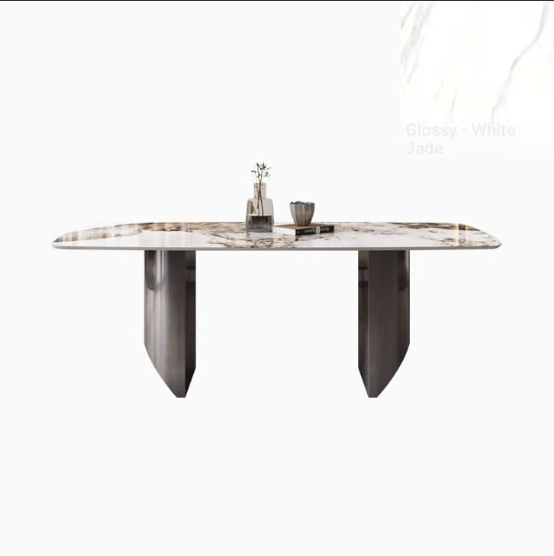 Elegant Ceramic Sintered Stone Dining Table with Stainless Steel Base - Modern Multi-Layer Design for Your Home flsd-5190