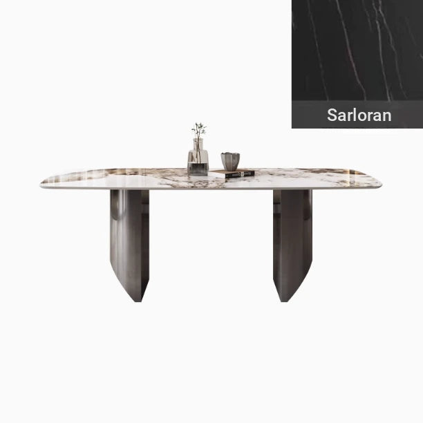 Elegant Ceramic Sintered Stone Dining Table with Stainless Steel Base - Modern Multi-Layer Design for Your Home flsd-5190
