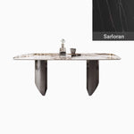Elegant Ceramic Sintered Stone Dining Table with Stainless Steel Base - Modern Multi-Layer Design for Your Home flsd-5190