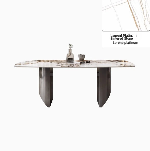 Elegant Ceramic Sintered Stone Dining Table with Stainless Steel Base - Modern Multi-Layer Design for Your Home flsd-5190