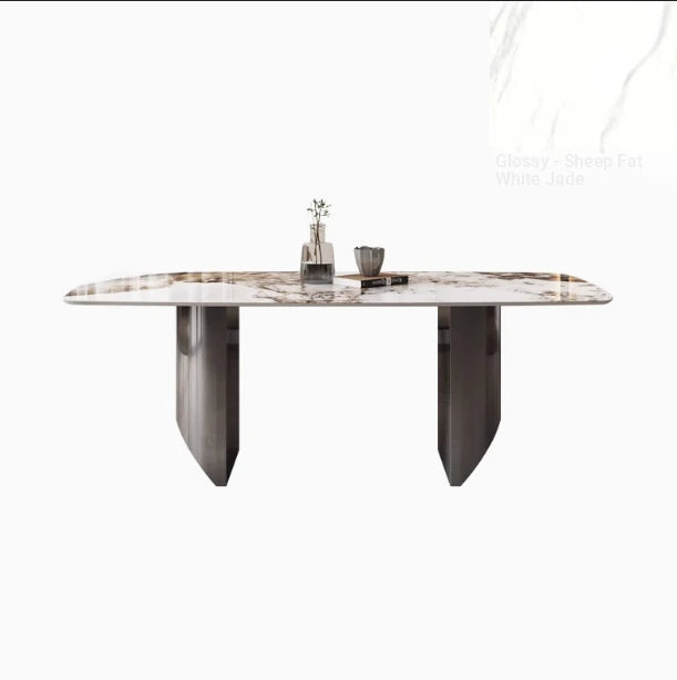 Elegant Ceramic Sintered Stone Dining Table with Stainless Steel Base - Modern Multi-Layer Design for Your Home flsd-5190
