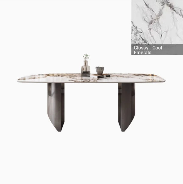 Elegant Ceramic Sintered Stone Dining Table with Stainless Steel Base - Modern Multi-Layer Design for Your Home flsd-5190