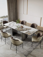 Elegant Ceramic Sintered Stone Dining Table with Stainless Steel Base - Modern Multi-Layer Design for Your Home flsd-5190