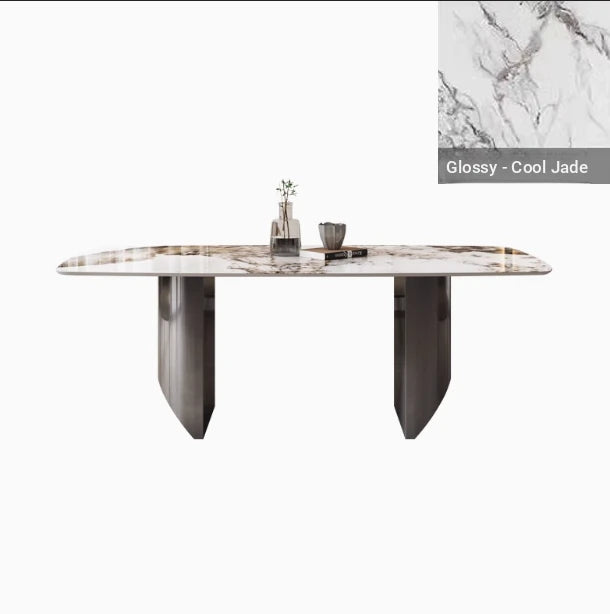 Elegant Ceramic Sintered Stone Dining Table with Stainless Steel Base - Modern Multi-Layer Design for Your Home flsd-5190