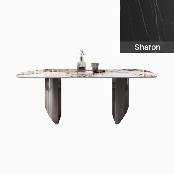 Elegant Ceramic Sintered Stone Dining Table with Stainless Steel Base - Modern Multi-Layer Design for Your Home flsd-5190