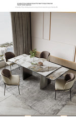 Elegant Ceramic Sintered Stone Dining Table with Stainless Steel Base - Modern Multi-Layer Design for Your Home flsd-5190