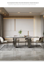 Elegant Ceramic Sintered Stone Dining Table with Stainless Steel Base - Modern Multi-Layer Design for Your Home flsd-5190