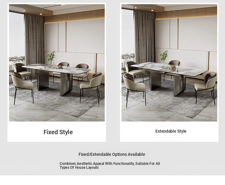 Elegant Ceramic Sintered Stone Dining Table with Stainless Steel Base - Modern Multi-Layer Design for Your Home flsd-5190