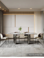 Elegant Ceramic Sintered Stone Dining Table with Stainless Steel Base - Modern Multi-Layer Design for Your Home flsd-5190