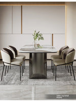 Elegant Ceramic Sintered Stone Dining Table with Stainless Steel Base - Modern Multi-Layer Design for Your Home flsd-5190
