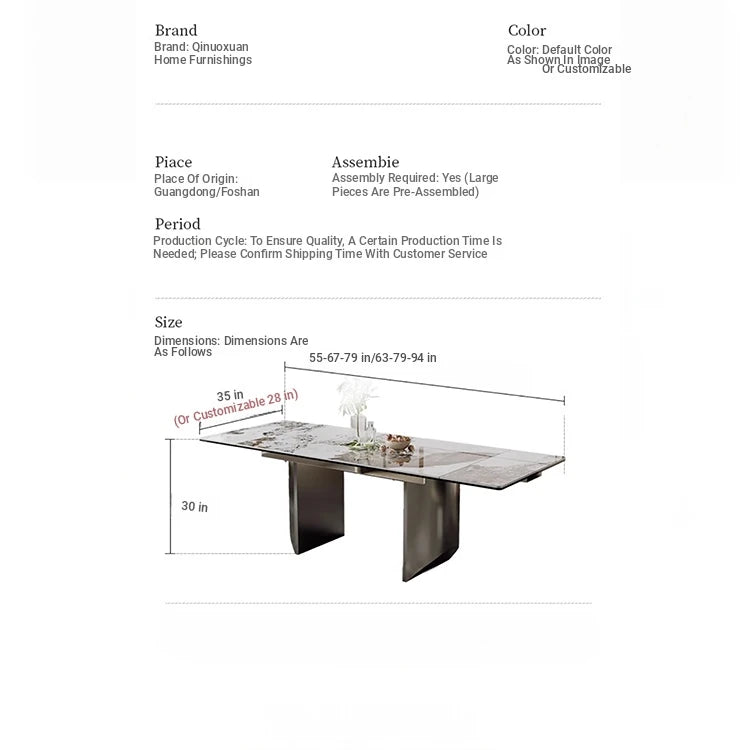 Elegant Ceramic Sintered Stone Dining Table with Stainless Steel Base - Modern Multi-Layer Design for Your Home flsd-5190