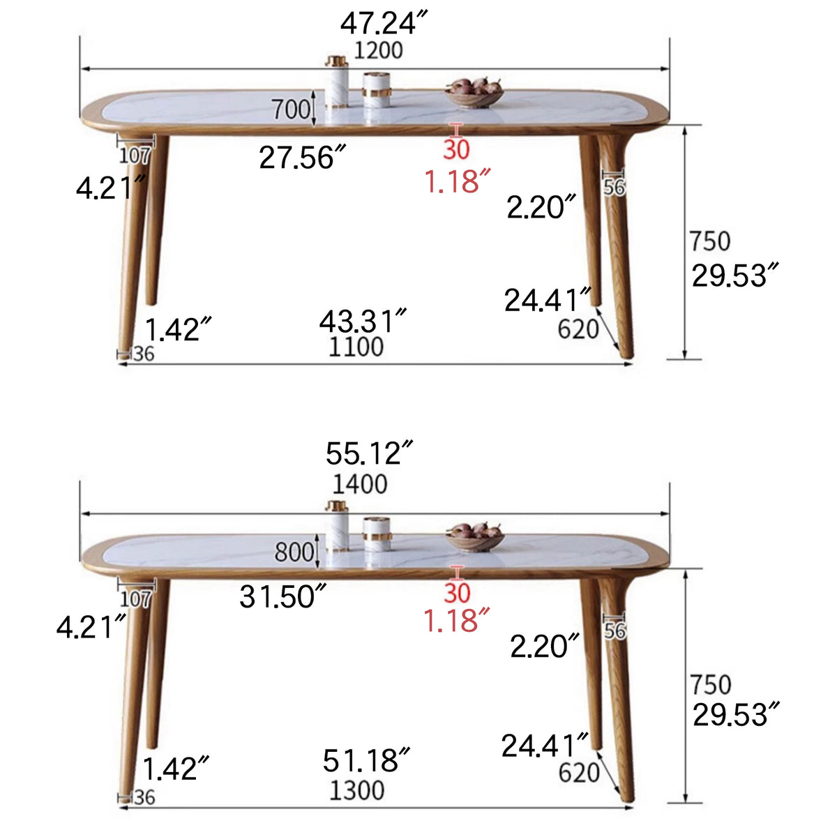 Sleek Matte White Sintered Stone & Ash Wood Dining Table – Modern Elegance for Your Home fmbs-002