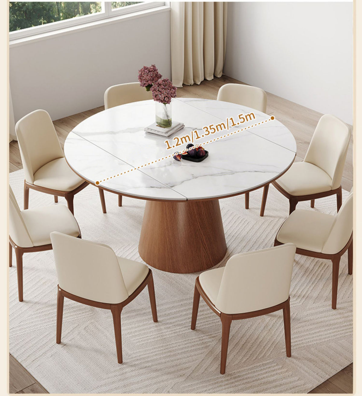 Modern Glossy White Sintered Stone Table with Oak Wood Base - Elegant Home Decor fmbs-004