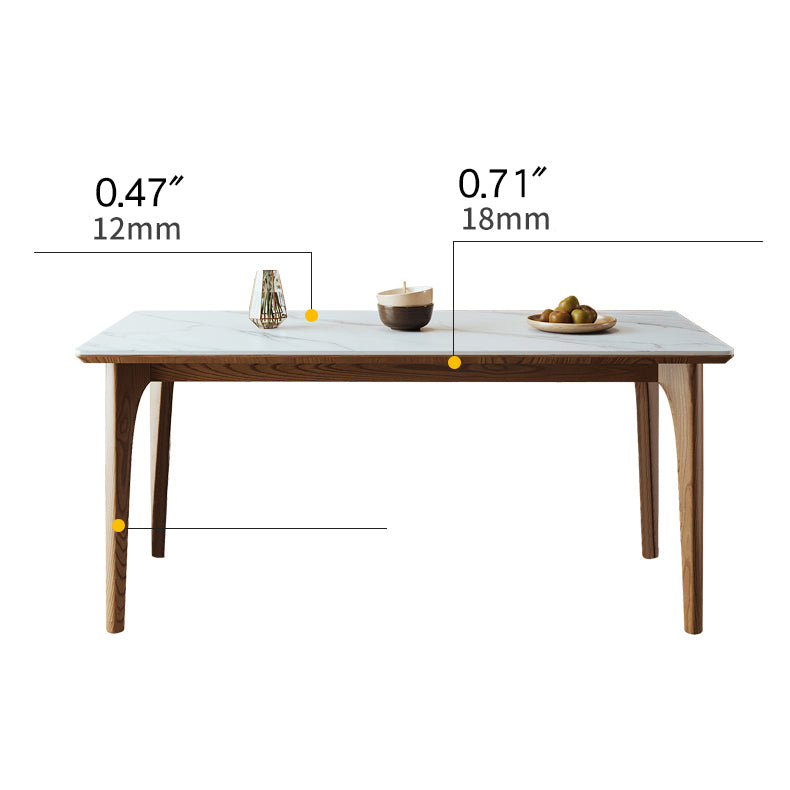 Stylish Brown Table with Natural Sintered Stone and Ash Wood Frame fmbs-006