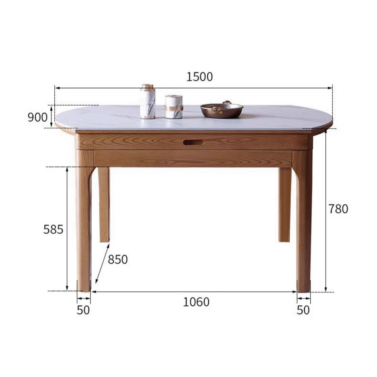 Sleek Brown Frame Table with Natural Sintered Stone & Ash Wood Finish fmbs-007