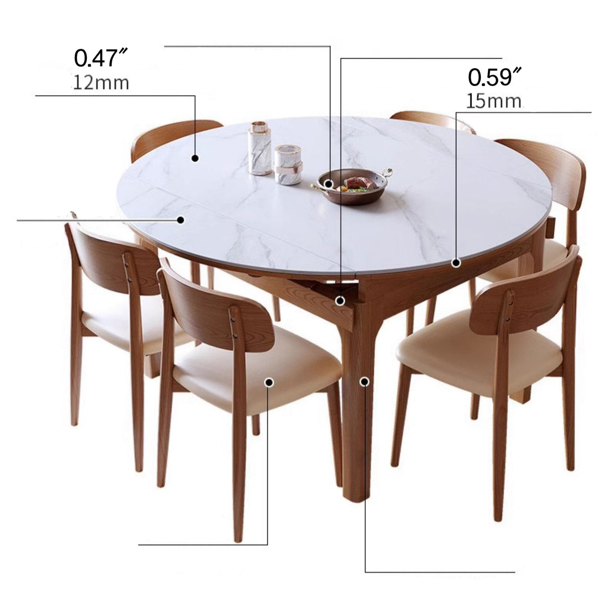 Sleek Brown Frame Table with Natural Sintered Stone & Ash Wood Finish fmbs-007