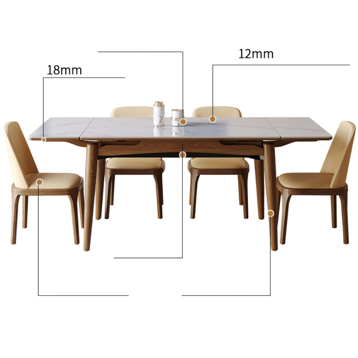 Elegant Brown Framed Table with Natural Sintered Stone and Ash Wood Finish fmbs-008