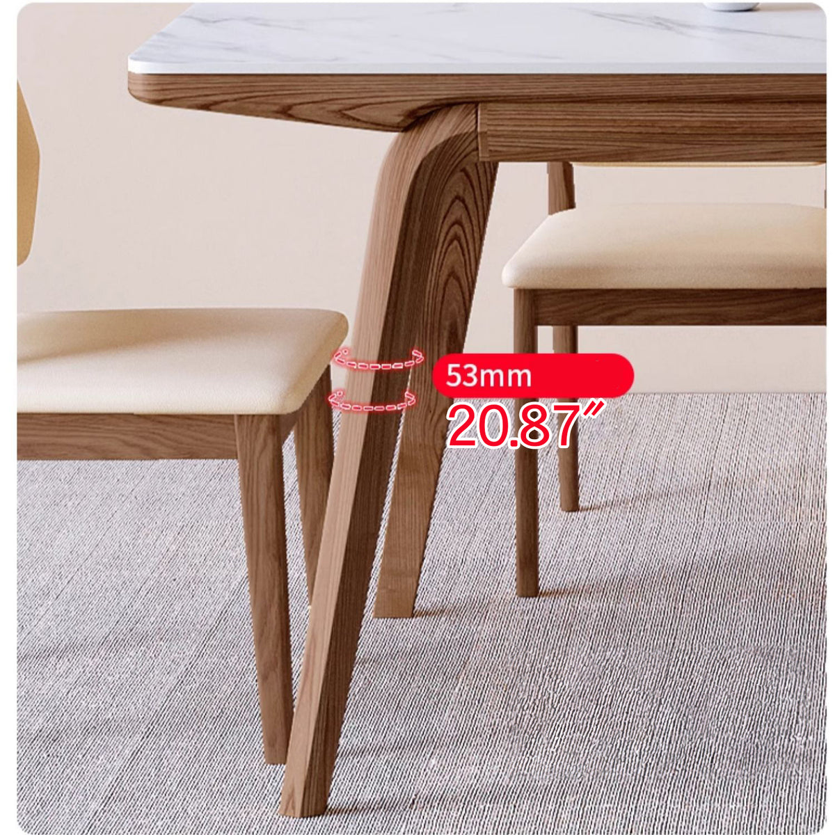 Elegant Brown Frame Table with Natural Sintered Stone and Ash Wood Finish fmbs-009