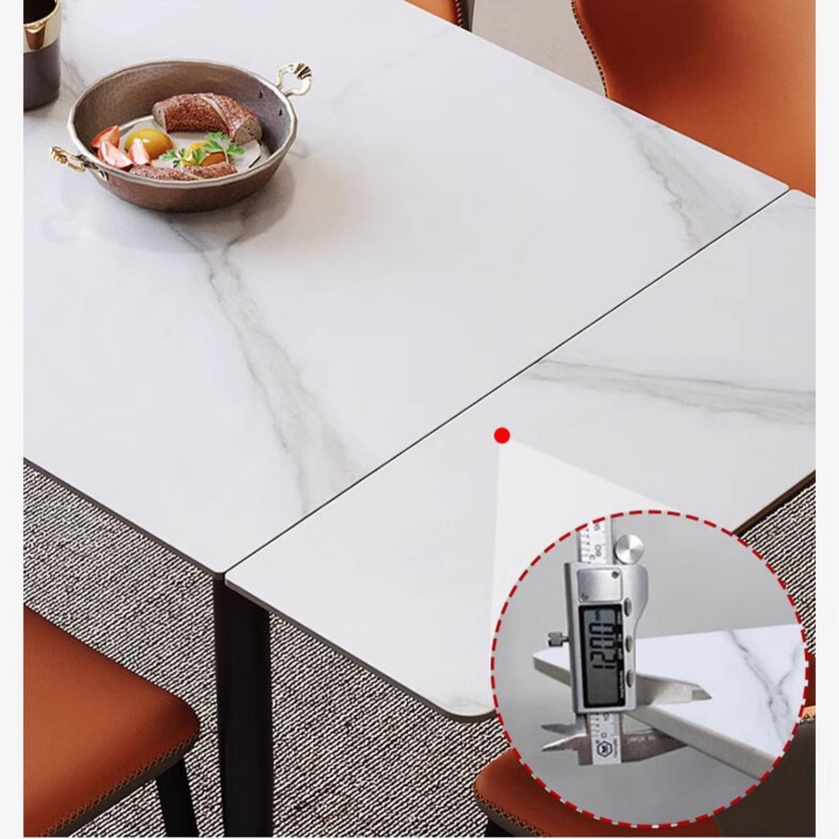 Sophisticated Glossy White Sintered Stone Table - Modern Elegance for Your Home fmbs-011