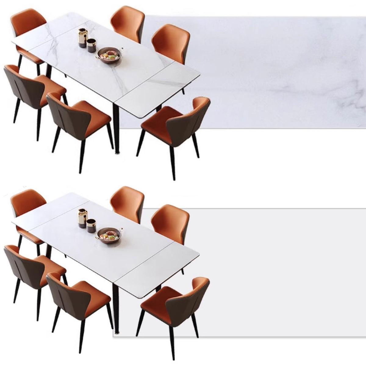 Sophisticated Glossy White Sintered Stone Table - Modern Elegance for Your Home fmbs-011