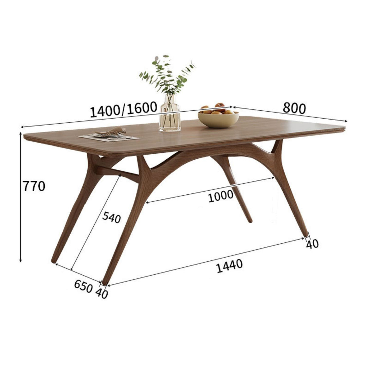 Elegant Brown Natural Black Ash Wood Table with Sintered Stone Top fmbs-013
